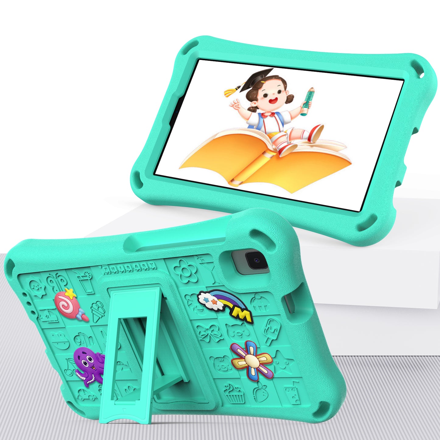 For Samsung Galaxy Tab A9 / Tab A7 Lite 8.7-inch / Tab A 8.0 (2019) Tablet Case Kickstand EVA Cover with Shoulder Strap - Mint Green