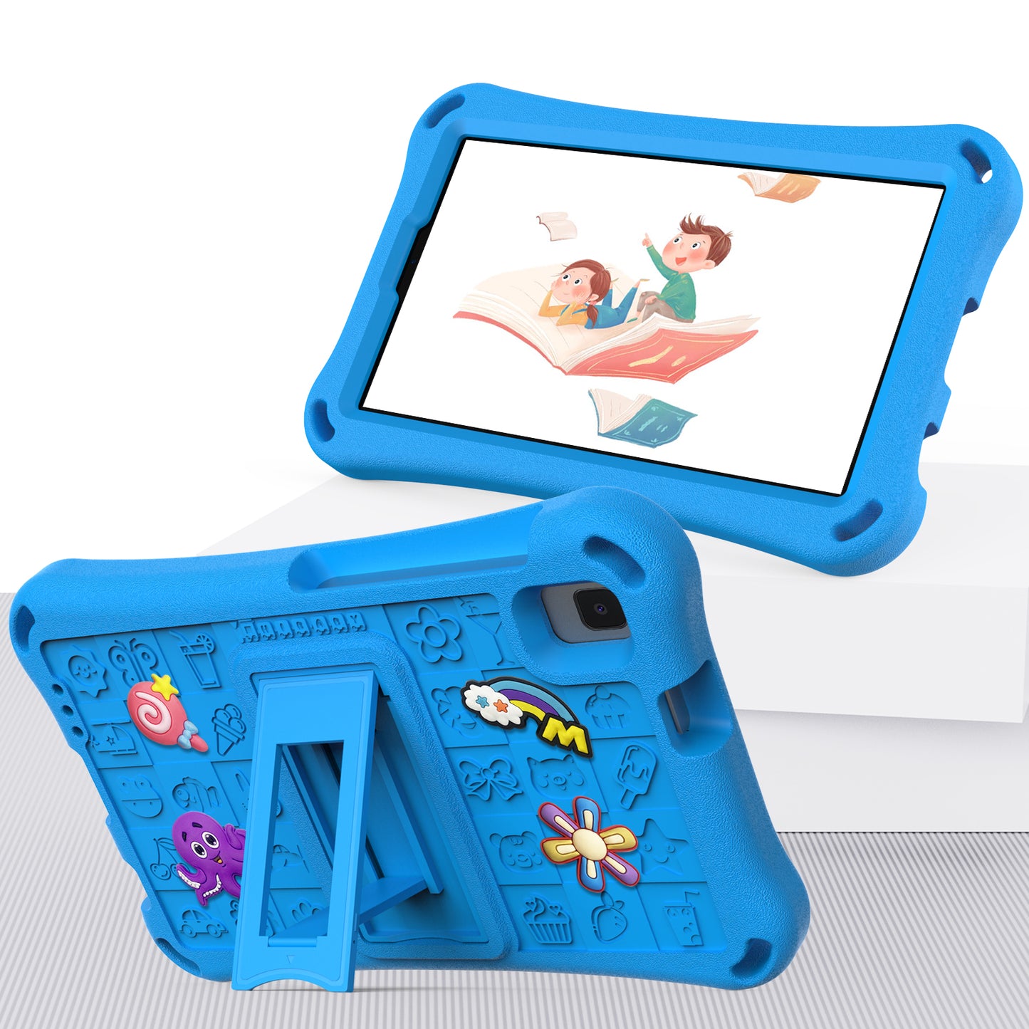 For Samsung Galaxy Tab A9 / Tab A7 Lite 8.7-inch / Tab A 8.0 (2019) Tablet Case Kickstand EVA Cover with Shoulder Strap - Sky Blue