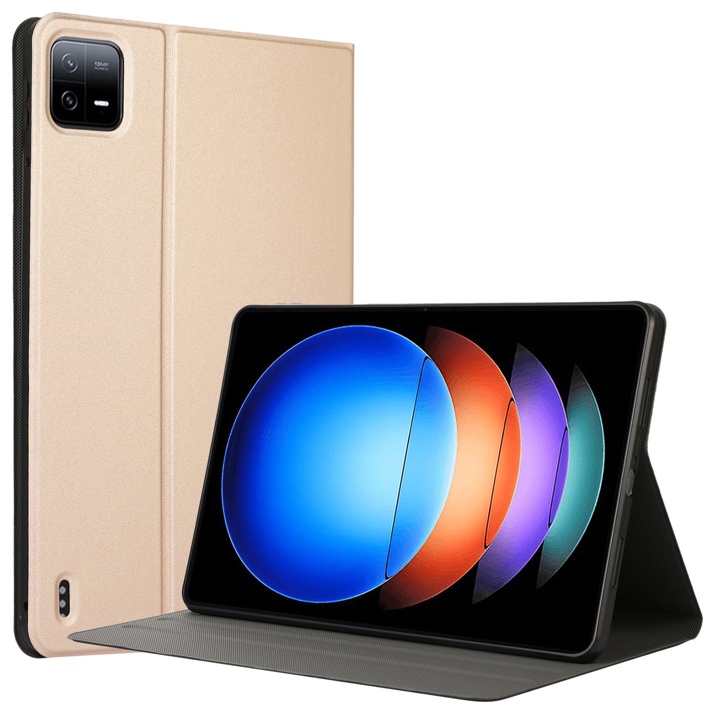 For Xiaomi Pad 6S Pro 12.4 Tablet Case Anti-Drop PU Leather Flip Cover - Gold