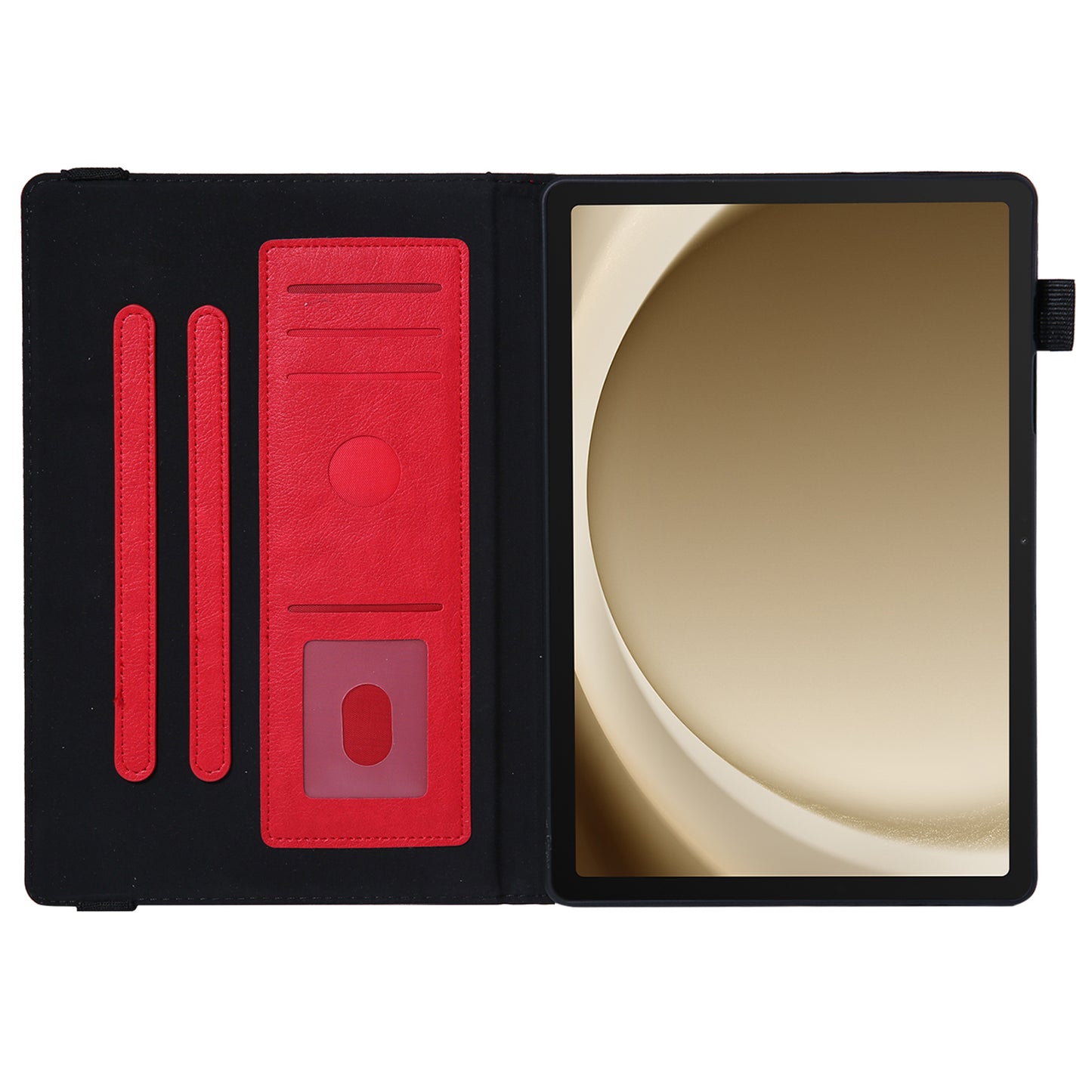 For Samsung Galaxy Tab A9+ X210 Case Card Slots PU Leather Flip Stand Tablet Cover - Red
