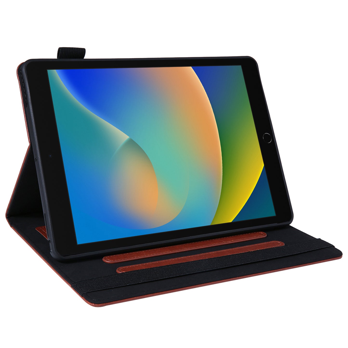 For iPad Air (2013) / Air 2 / iPad 9.7-inch (2017) / (2018) Tablet Case Leather Card Holders Flip Stand Cover - Brown