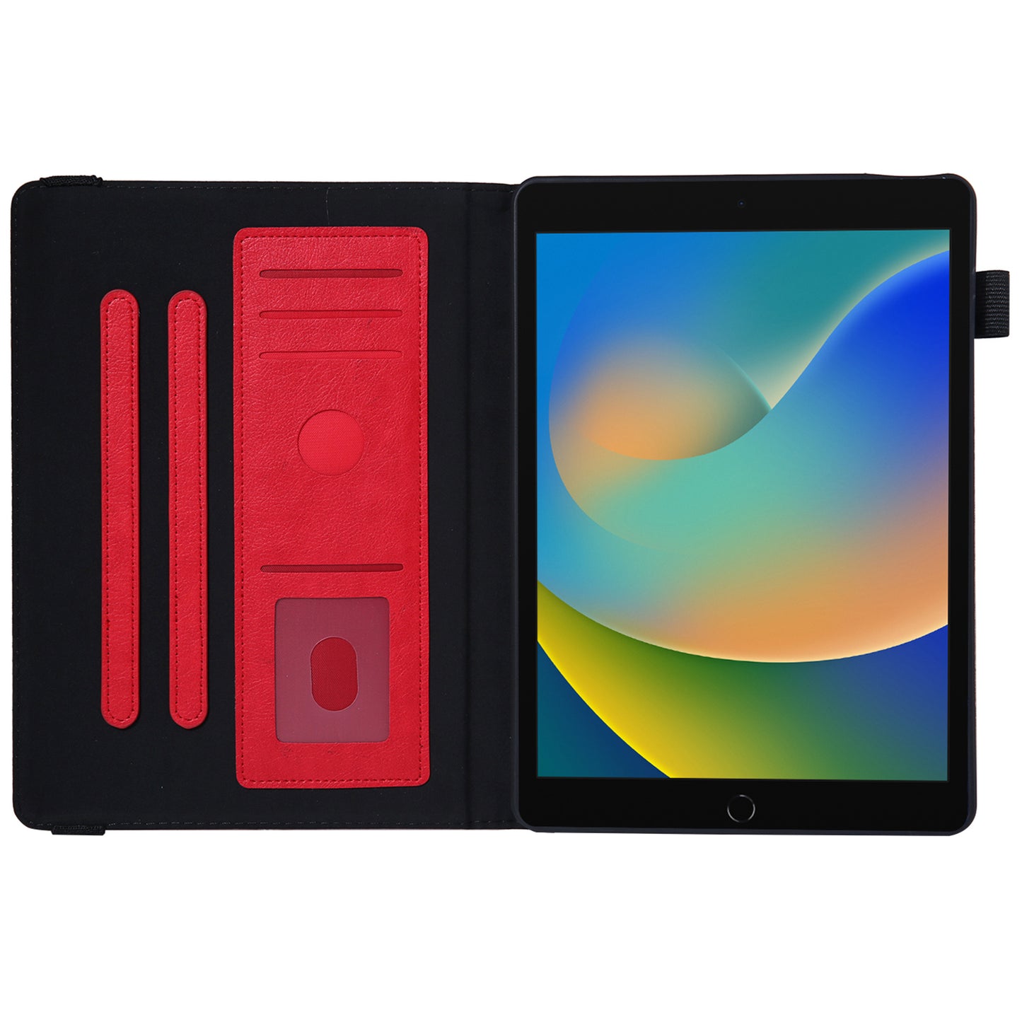 For iPad Air (2013) / Air 2 / iPad 9.7-inch (2017) / (2018) Tablet Case Leather Card Holders Flip Stand Cover - Red
