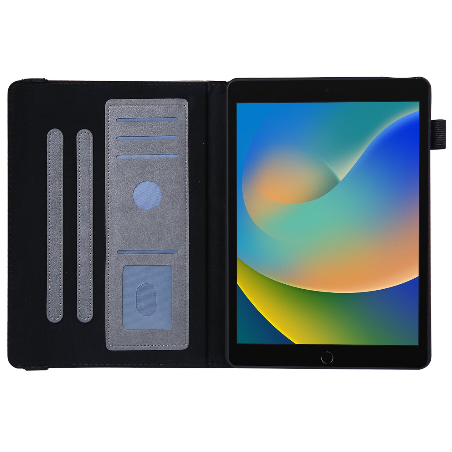 For iPad Air (2013) / Air 2 / iPad 9.7-inch (2017) / (2018) Tablet Case Leather Card Holders Flip Stand Cover - Grey