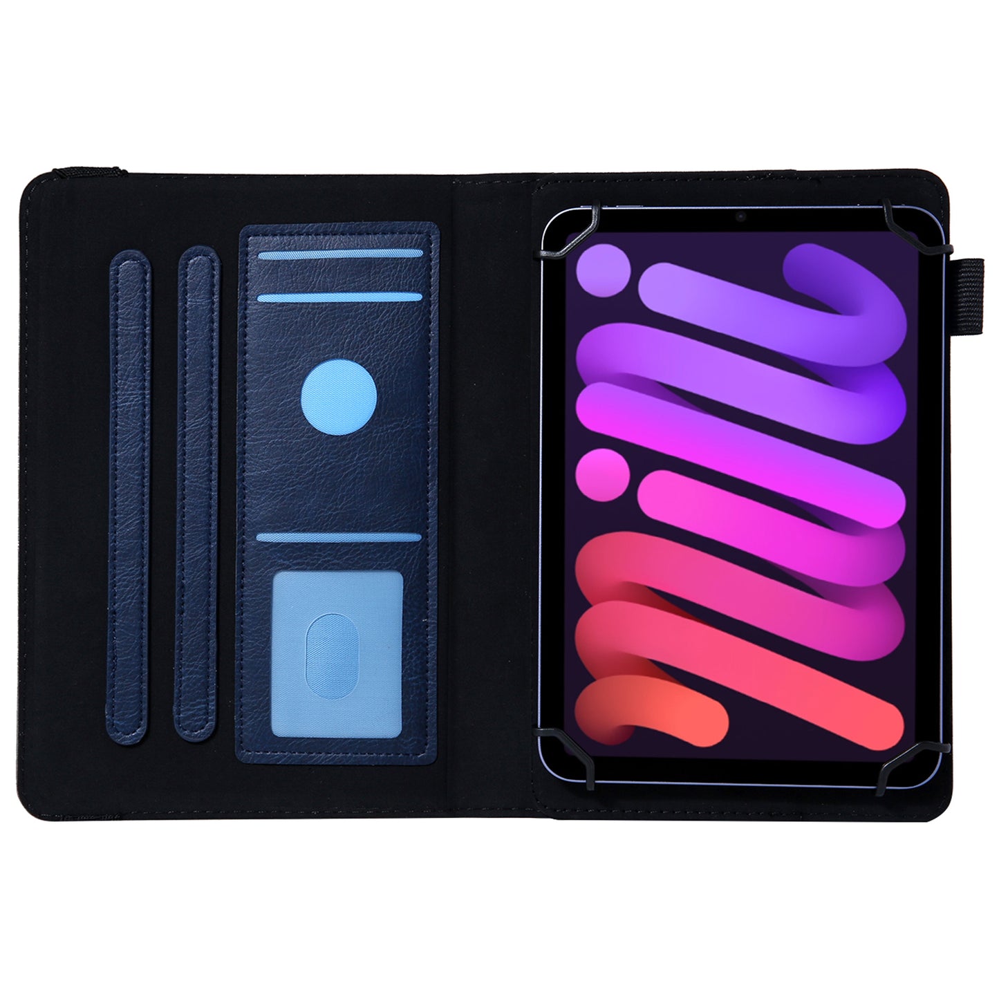 10-inch Tablet Case Card Slots PU Leather Flip Cover with Folding Stand - Sapphire