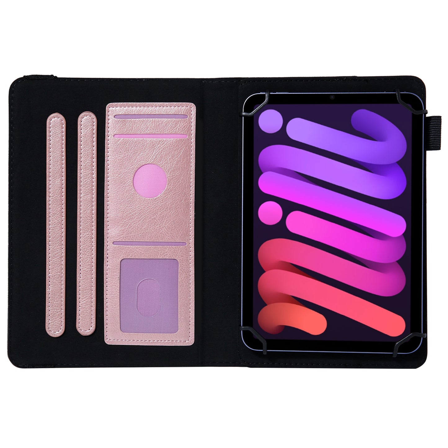 7-inch Tablet Leather Case Card Slots Stand Protective Cover - Rose Gold