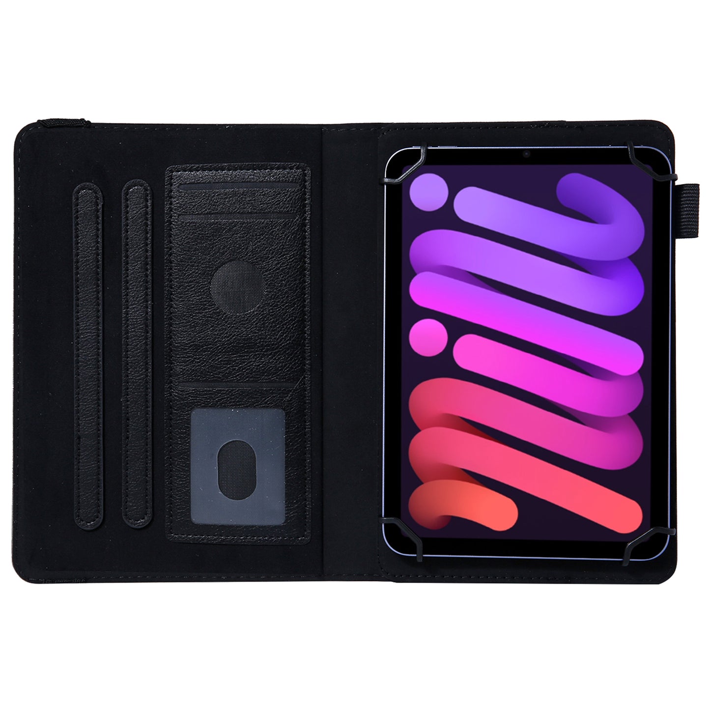 7-inch Tablet Leather Case Card Slots Stand Protective Cover - Black