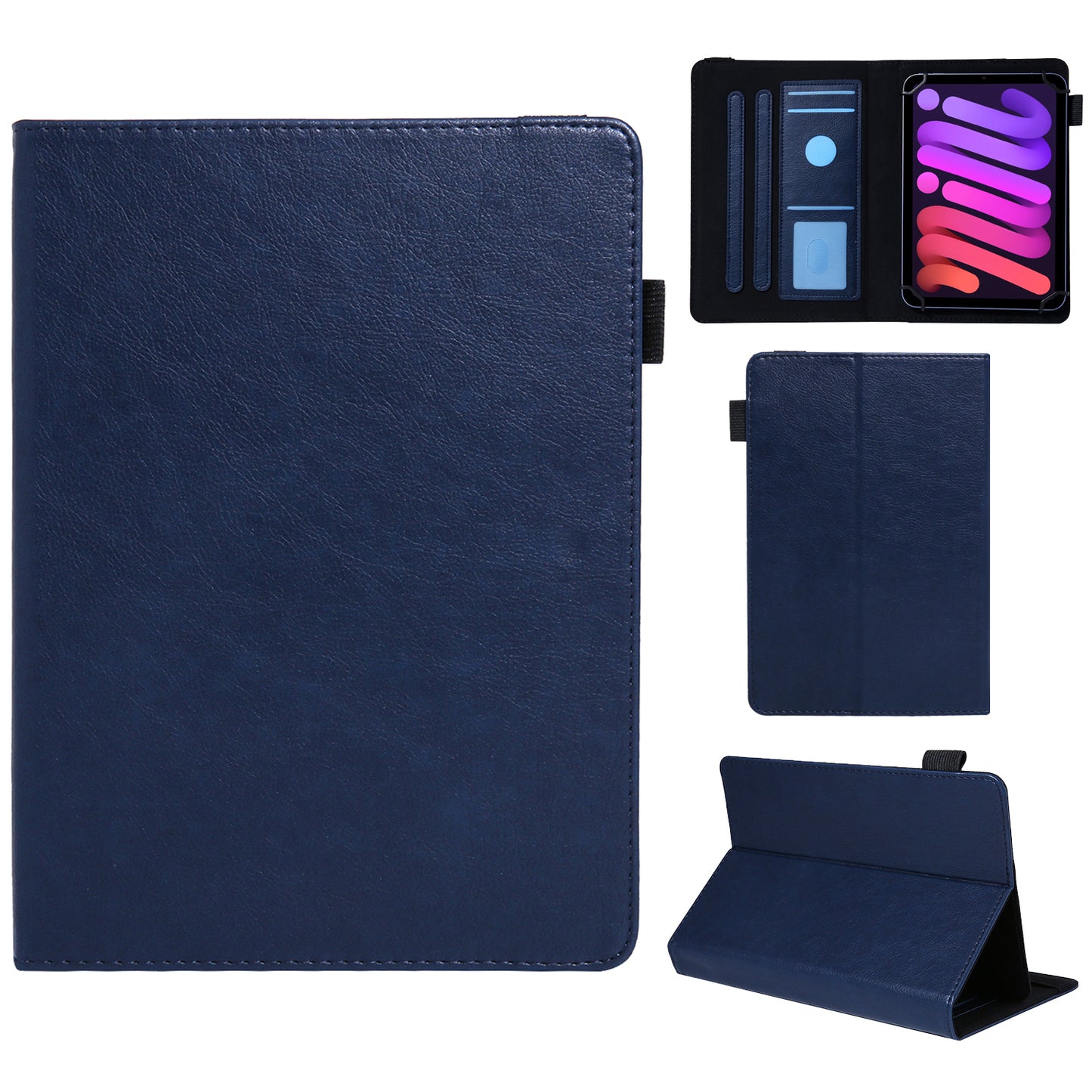 7-inch Tablet Leather Case Card Slots Stand Protective Cover - Sapphire