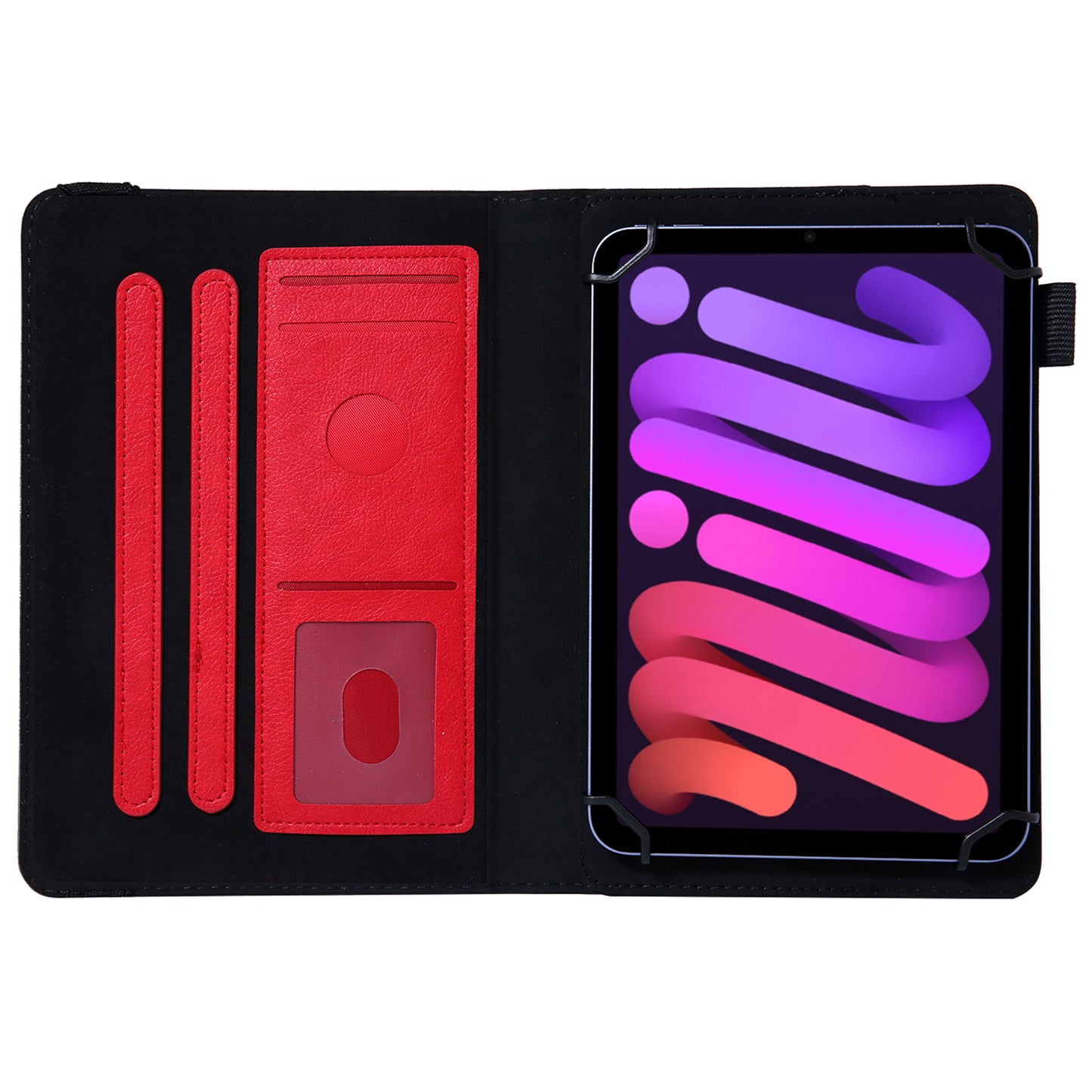 7-inch Tablet Leather Case Card Slots Stand Protective Cover - Red