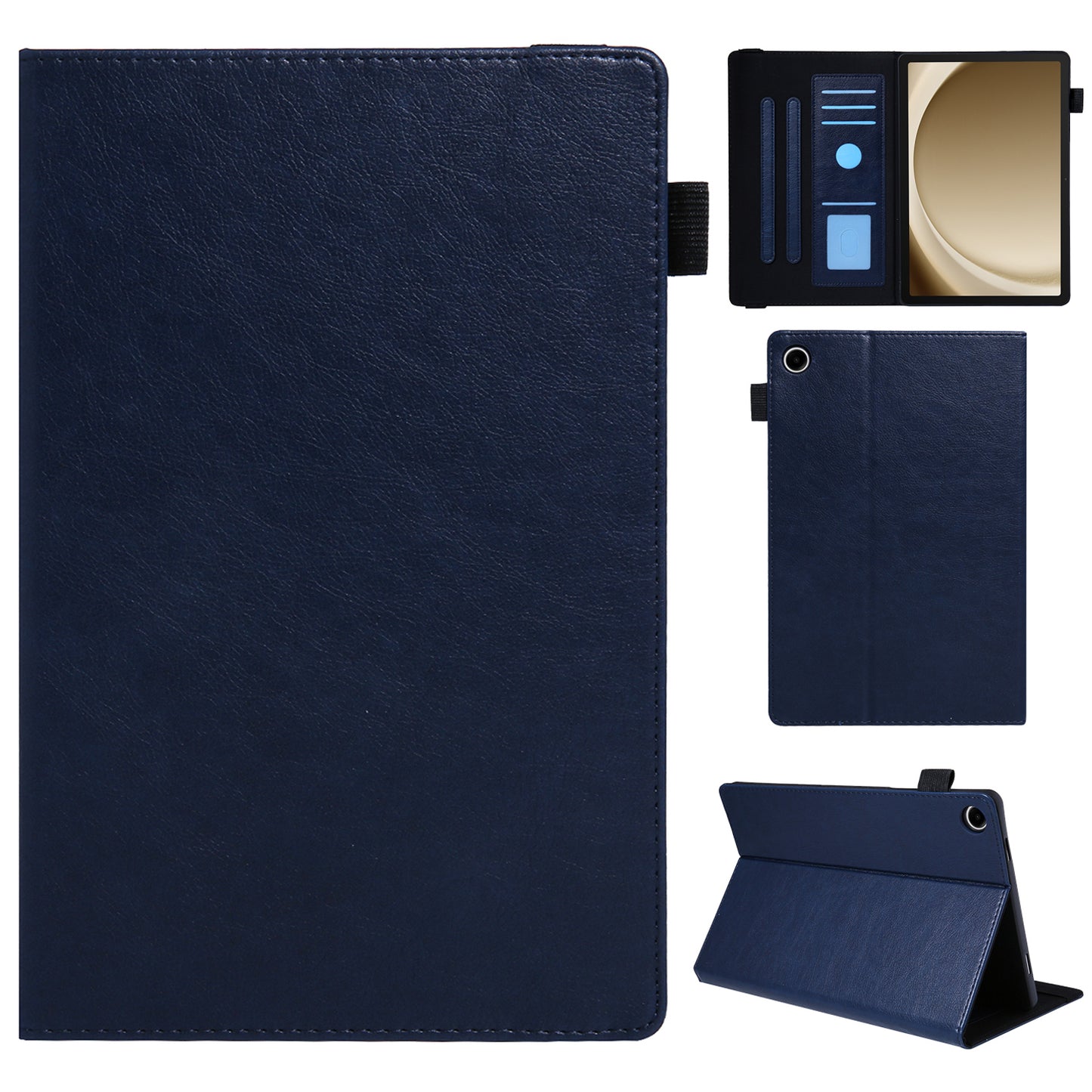 For Samsung Galaxy Tab A9 X110 Tablet Case Card Slots Protective Leather Flip Cover - Sapphire