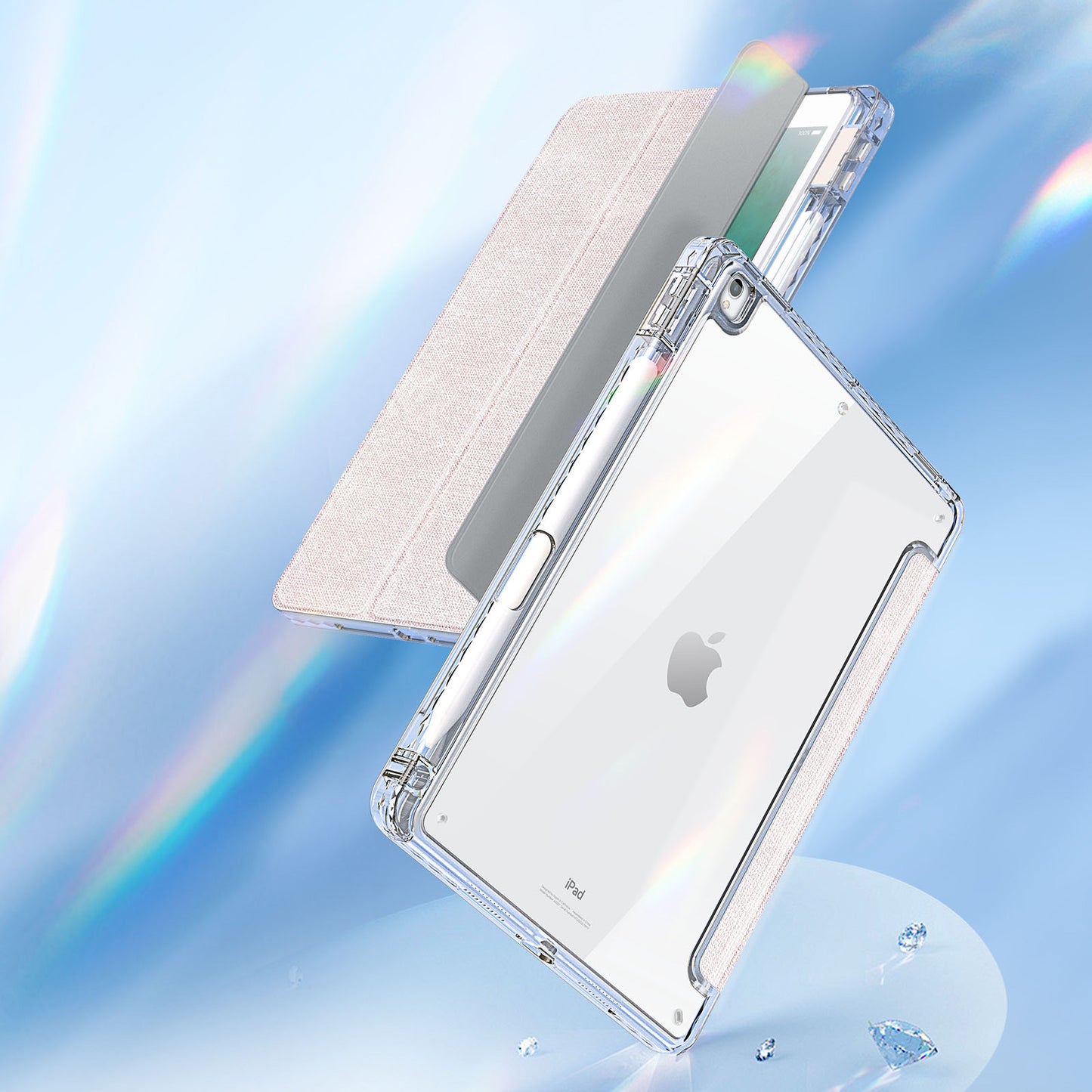 DUX DUCIS Unid Series For iPad 10.2 (2021) / (2020) / (2019) / iPad Air 10.5 inch (2019) / Pro 10.5-inch (2017) Leather Case Clear Back Cover - Light Pink