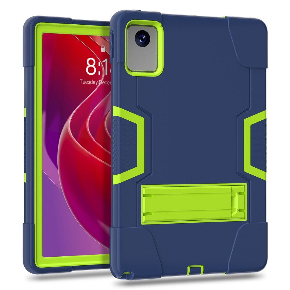 For Lenovo Tab M11 TB330FU / TB330XU / Xiaoxin Pad 11 2024 Case Robot Style Silicone + PC Kickstand Tablet Cover - Navy Blue / Yellow Green