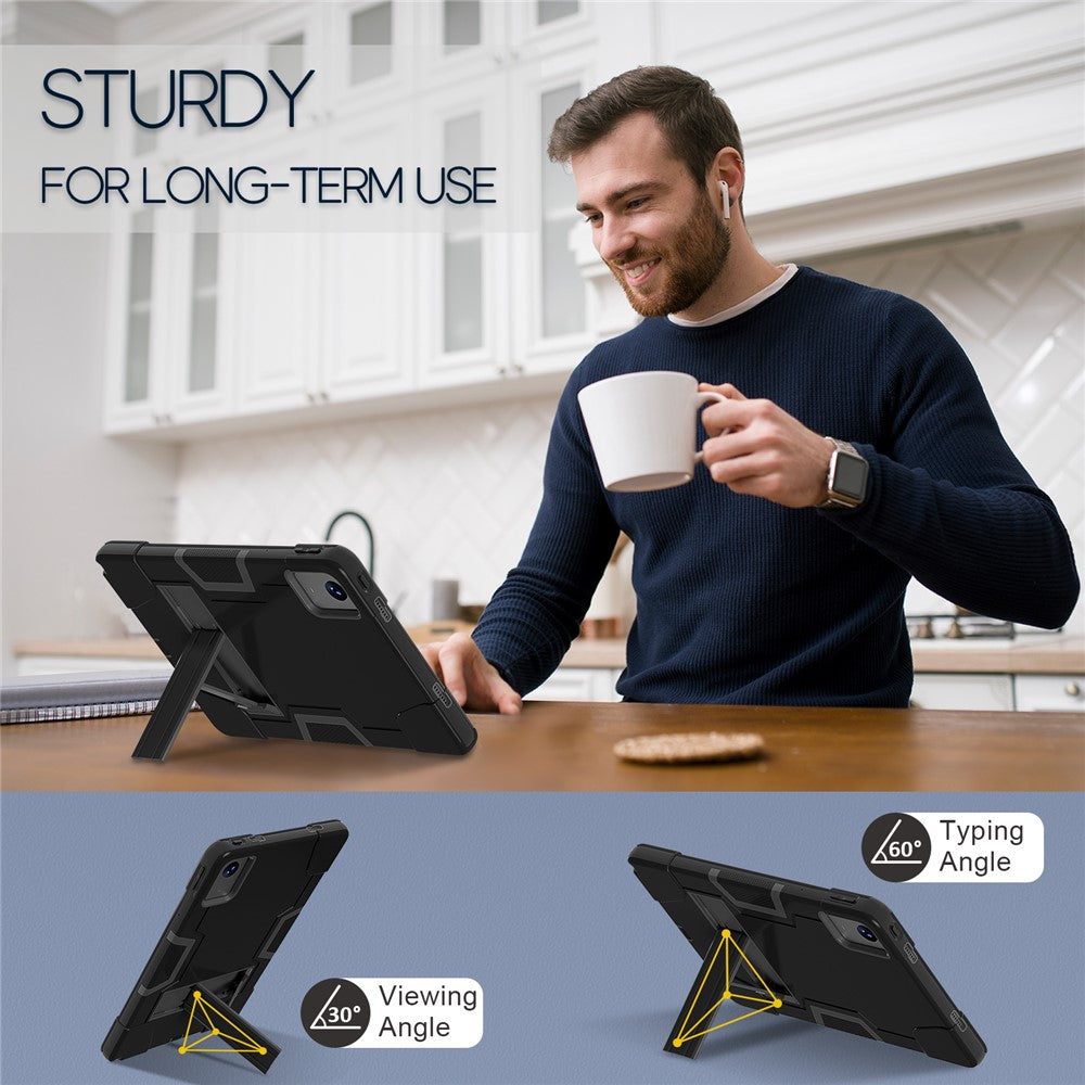 For Lenovo Tab M11 TB330FU / TB330XU / Xiaoxin Pad 11 2024 Case Robot Style Silicone + PC Kickstand Tablet Cover - Black