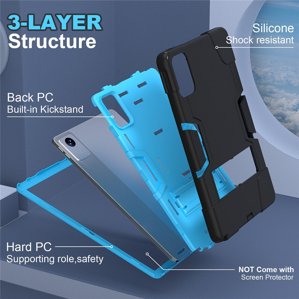 For Lenovo Tab M11 TB330FU / TB330XU / Xiaoxin Pad 11 2024 Case Robot Style Silicone + PC Kickstand Tablet Cover - Black / Blue