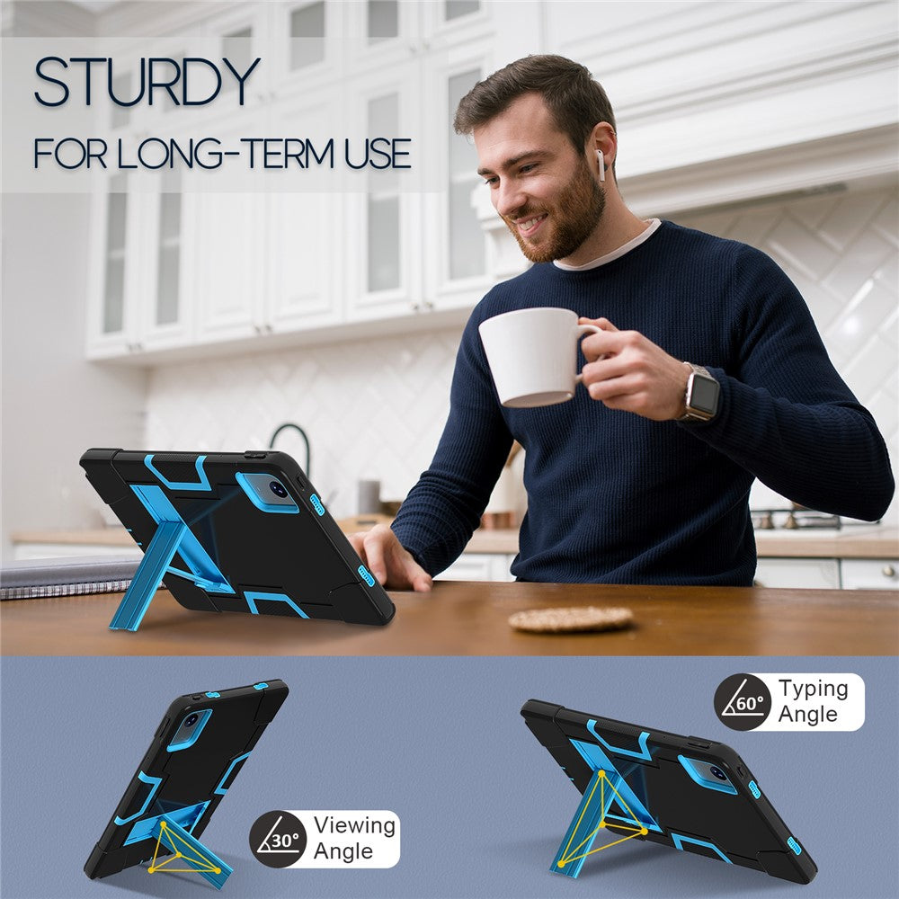 For Lenovo Tab M11 TB330FU / TB330XU / Xiaoxin Pad 11 2024 Case Robot Style Silicone + PC Kickstand Tablet Cover - Black / Blue