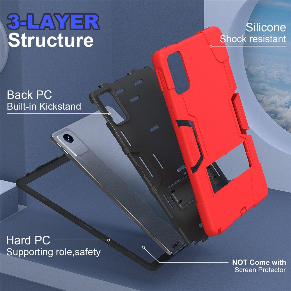 For Lenovo Tab M11 TB330FU / TB330XU / Xiaoxin Pad 11 2024 Case Robot Style Silicone + PC Kickstand Tablet Cover - Red / Black