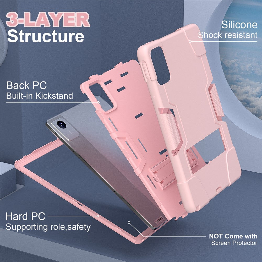 For Lenovo Tab M11 TB330FU / TB330XU / Xiaoxin Pad 11 2024 Case Robot Style Silicone + PC Kickstand Tablet Cover - Rose Gold