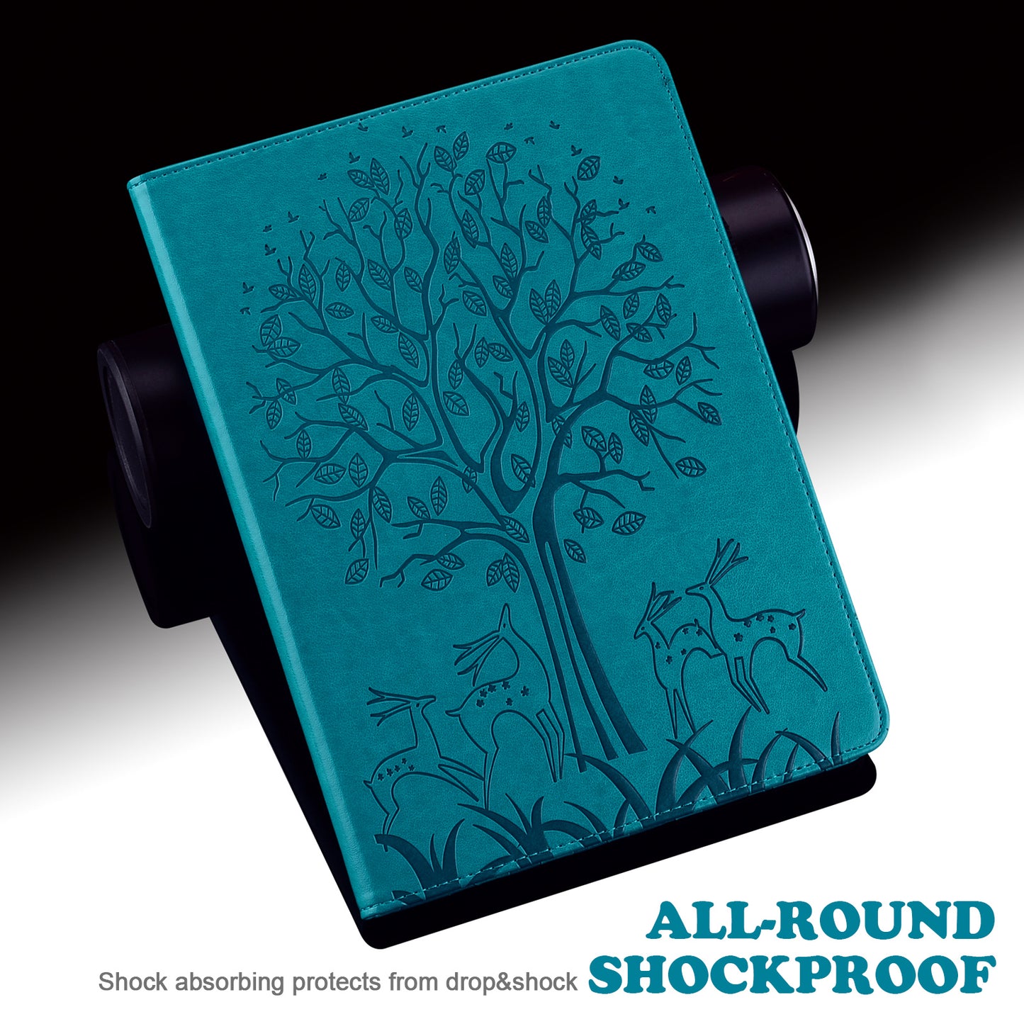 For Honor Pad X9 Case PU Leather Tree Deer Pattern Folding Stand Tablet Cover - Blue