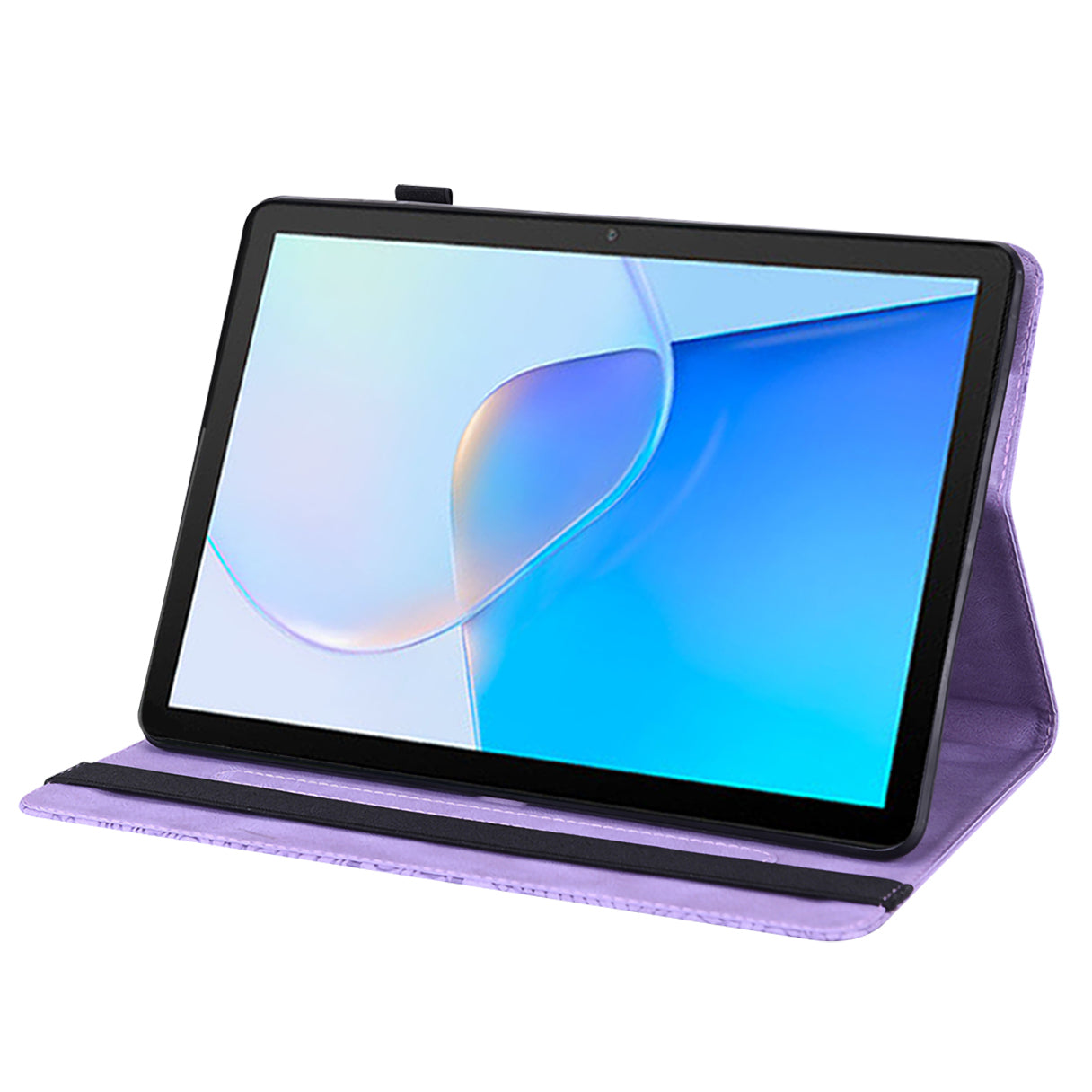 For Honor Pad X9 Case Flower Pattern PU Leather Folio Stand Tablet Cover with Card Slots - Purple