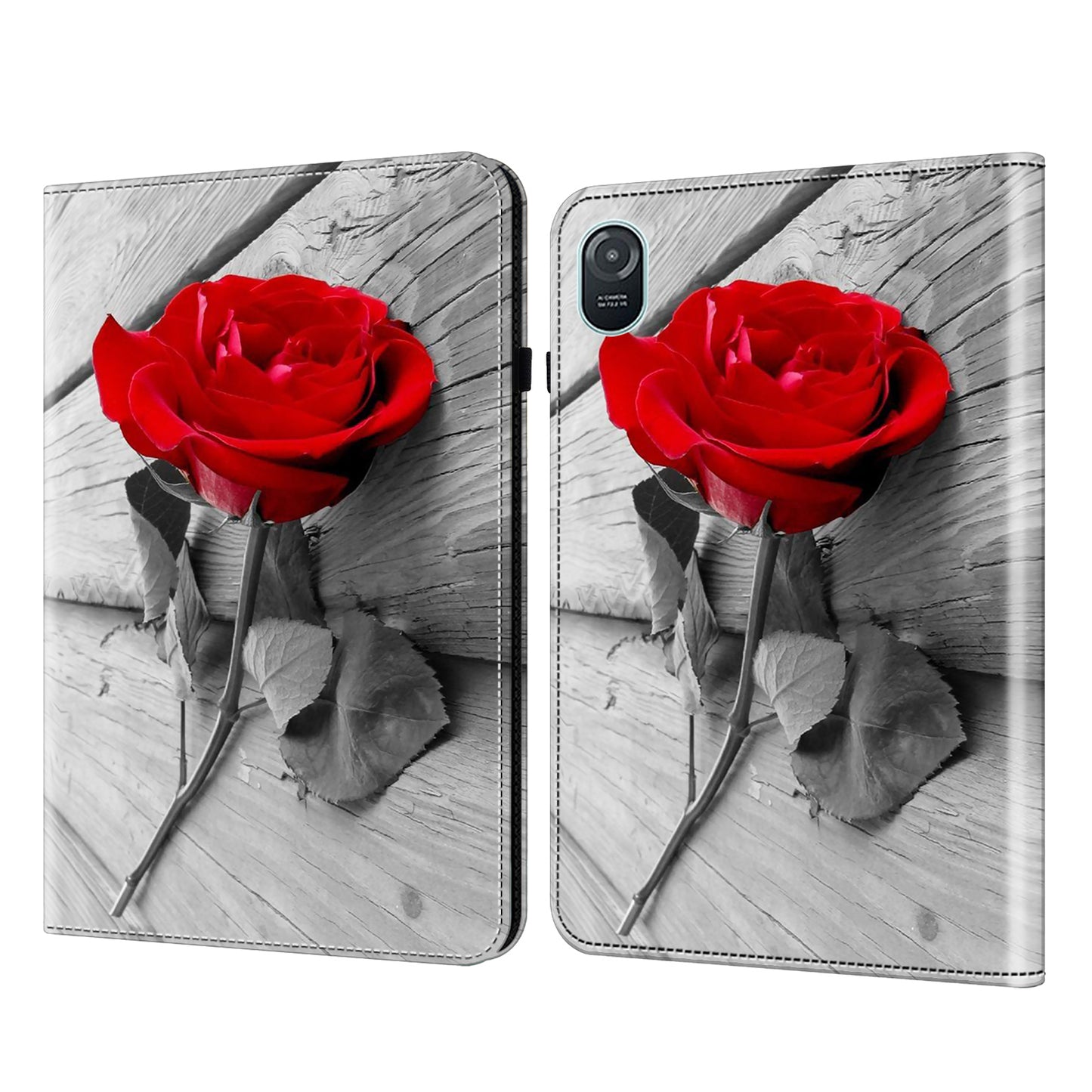 For Honor Pad 8 Case PU Leather Pattern Viewing Stand Card Slots Tablet Cover - Rose