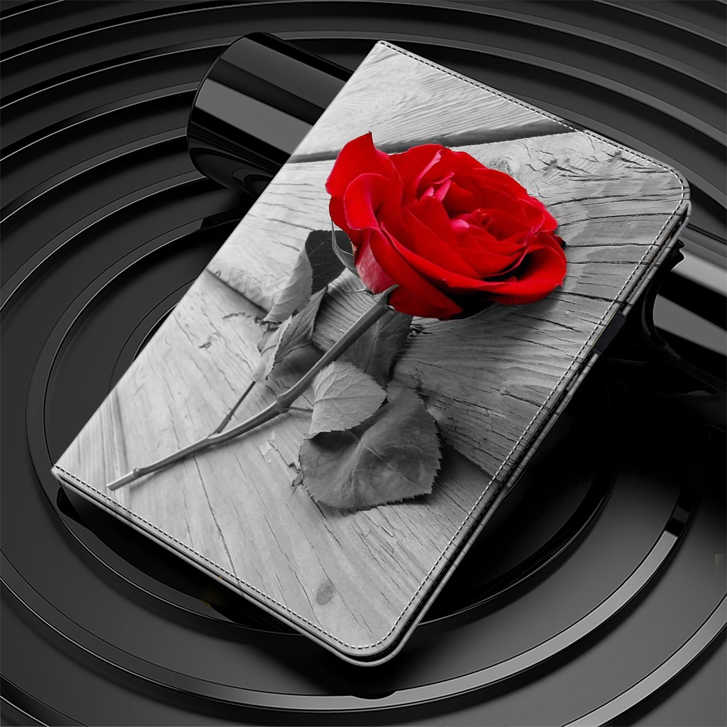 For Honor Pad 8 Case PU Leather Pattern Viewing Stand Card Slots Tablet Cover - Rose