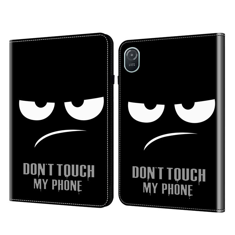 For Honor Pad 8 Case PU Leather Pattern Viewing Stand Card Slots Tablet Cover - Don't Touch My Phone