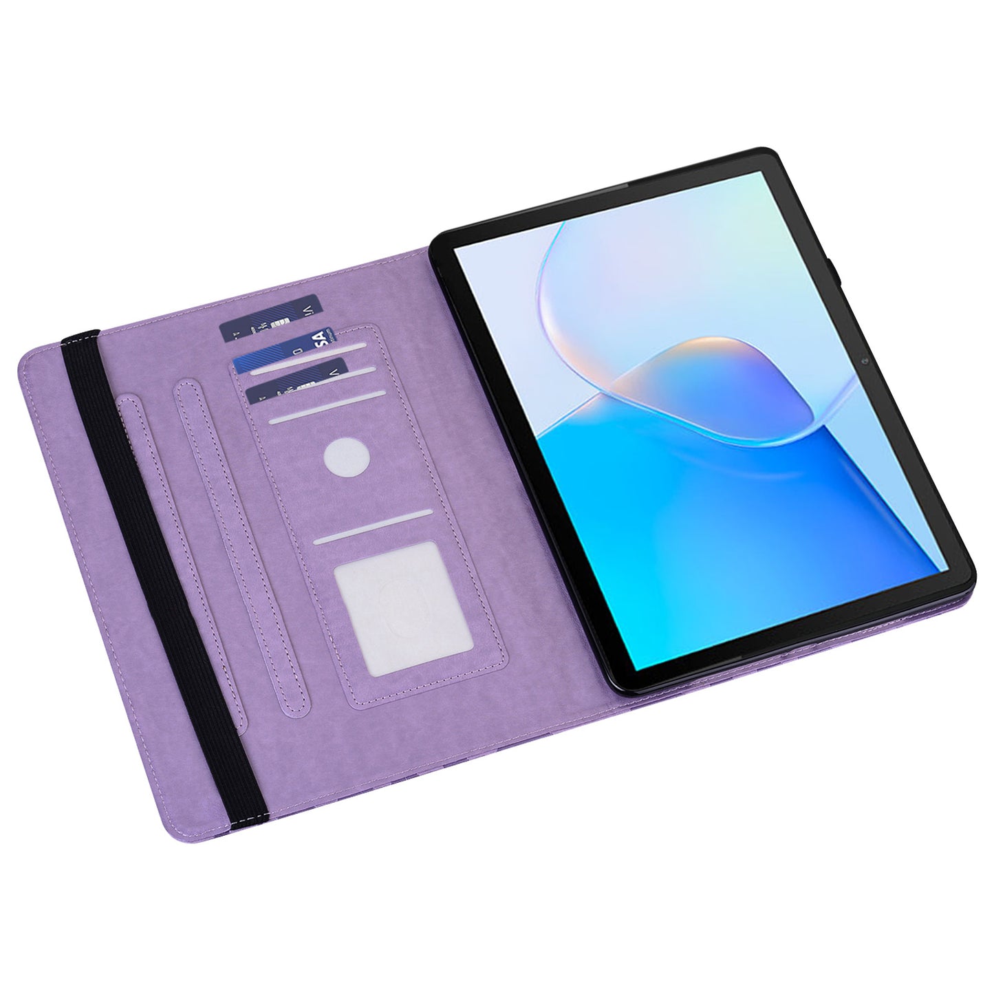 For Honor Pad 8 Case PU Leather Tree Deer Pattern Tablet Cover with Card Slots - Purple