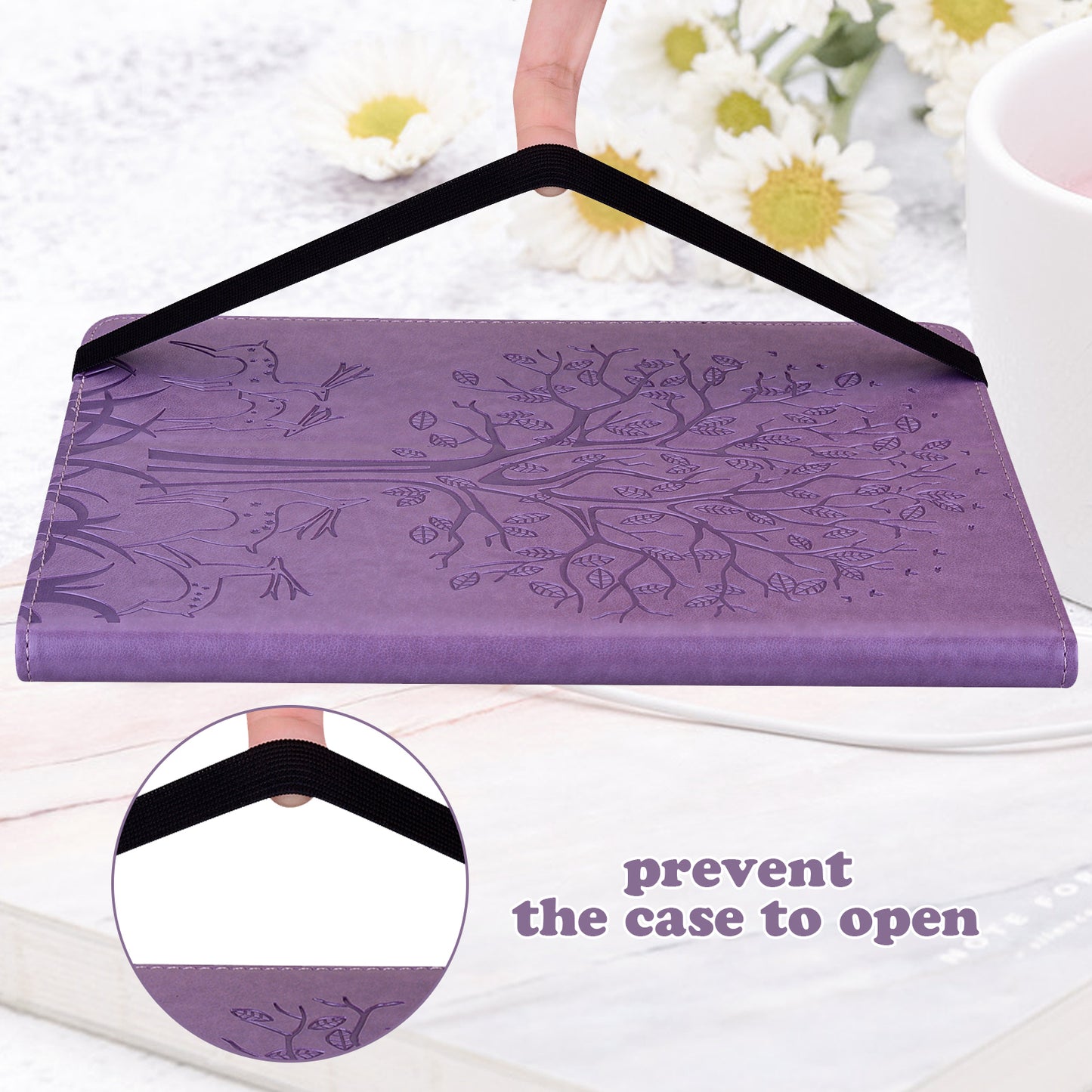 For Honor Pad 8 Case PU Leather Tree Deer Pattern Tablet Cover with Card Slots - Purple