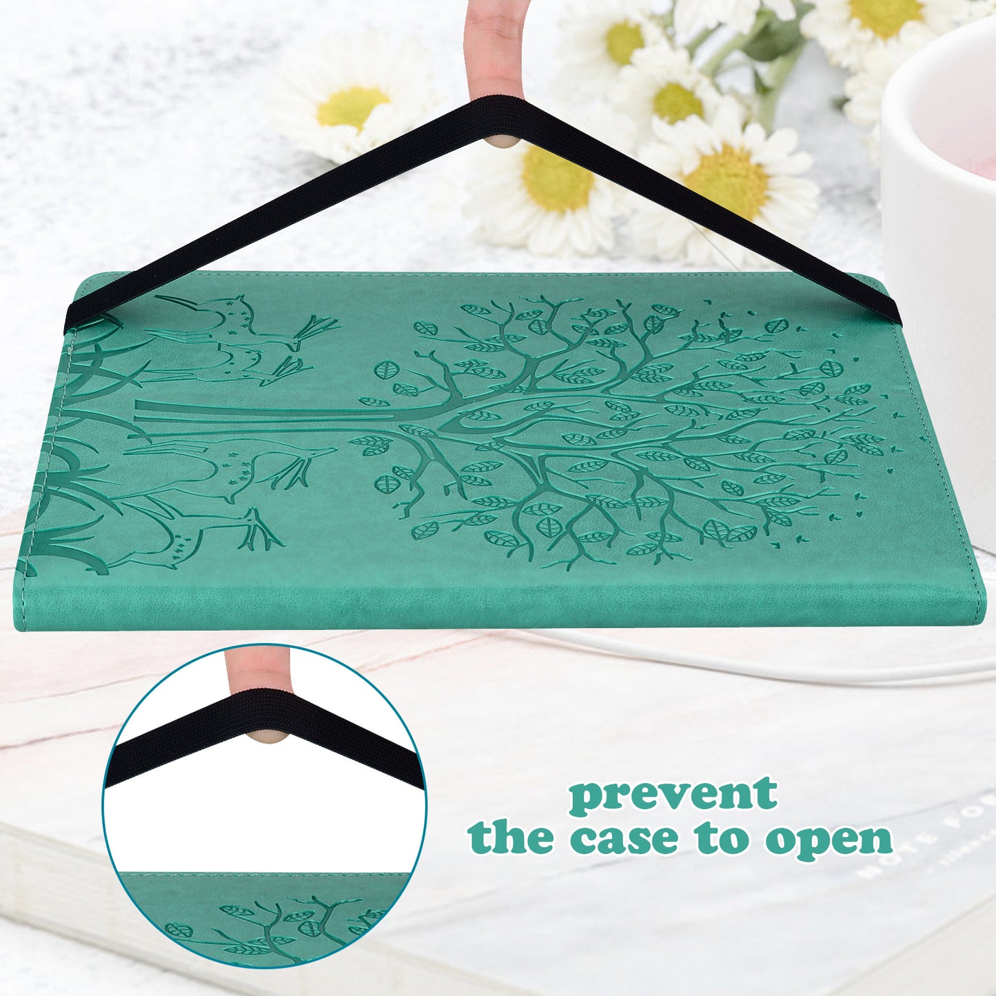 For Honor Pad 8 Case PU Leather Tree Deer Pattern Tablet Cover with Card Slots - Green