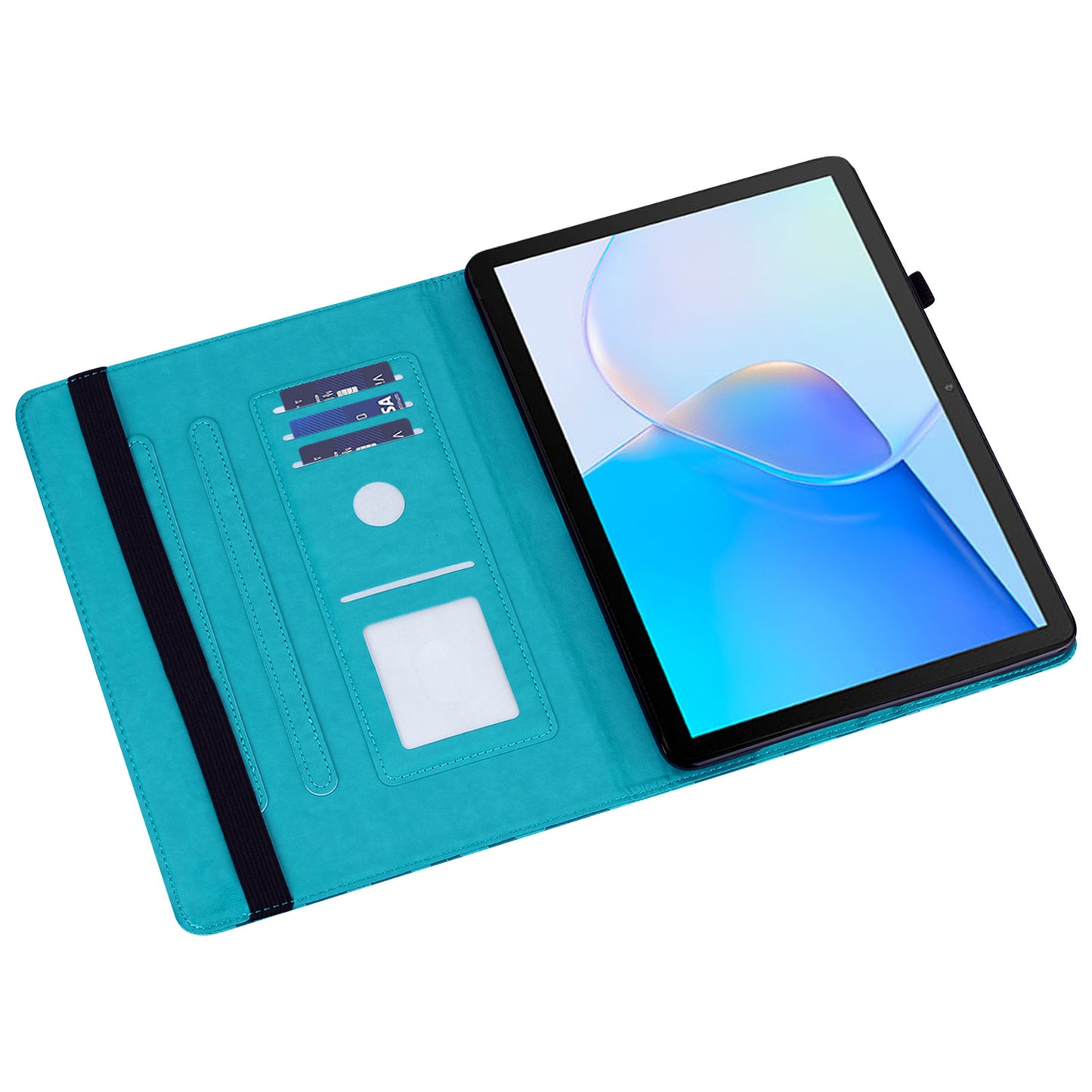 For Honor Pad 8 Case PU Leather Tree Deer Pattern Tablet Cover with Card Slots - Blue