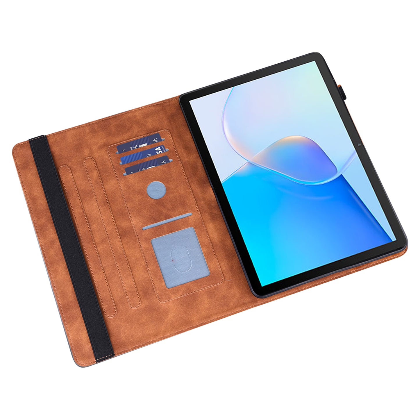 For Honor Pad 8 Case Flower Pattern PU Leather Card Slots Stand Protective Tablet Cover - Brown