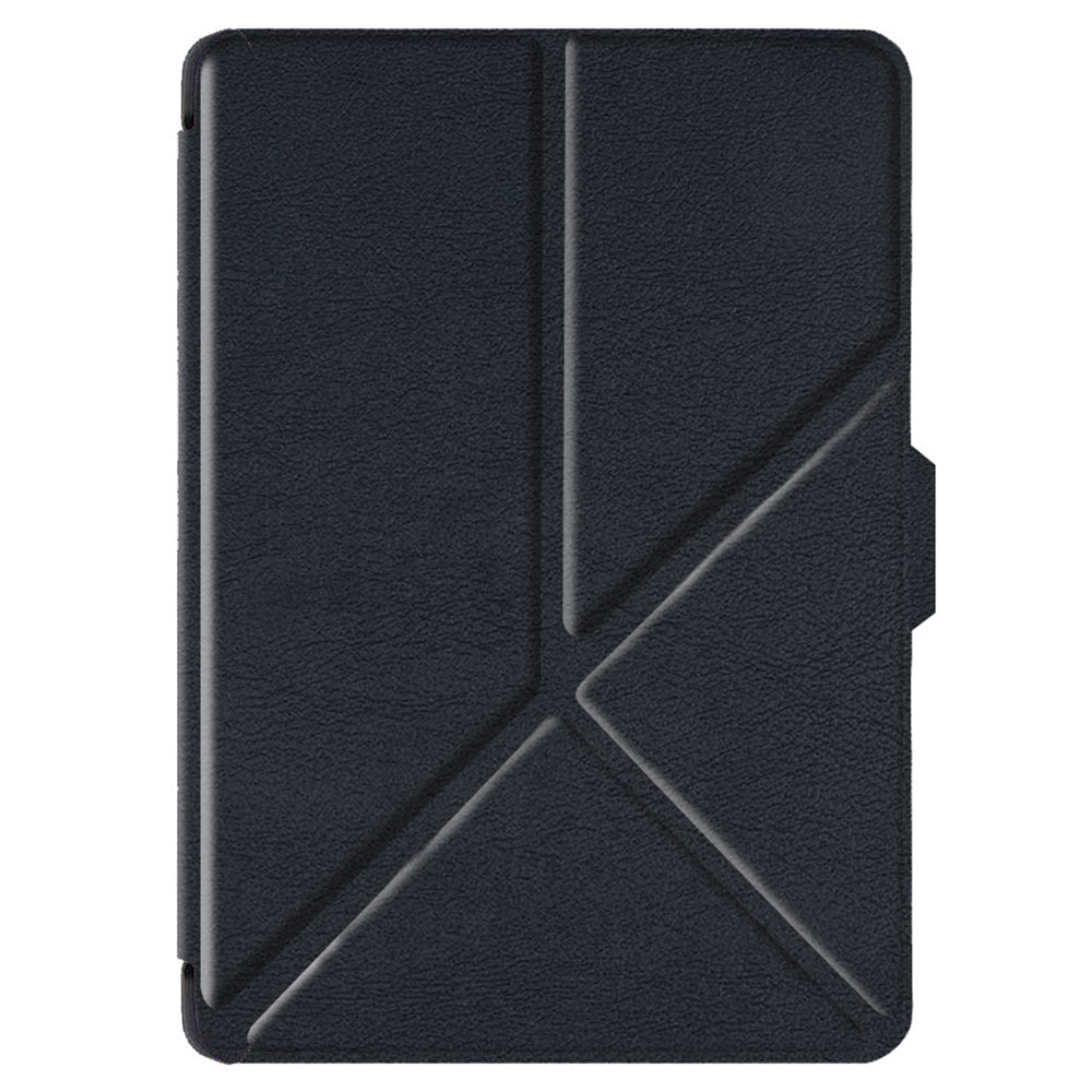 For Kobo Clara 2E Case Origami Stand Hard PC+PU Leather Tablet Cover - Black
