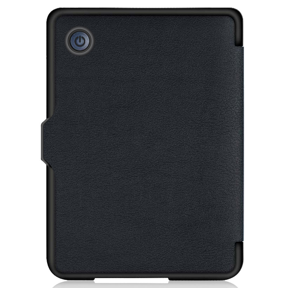 For Kobo Clara 2E Case Origami Stand Hard PC+PU Leather Tablet Cover - Black
