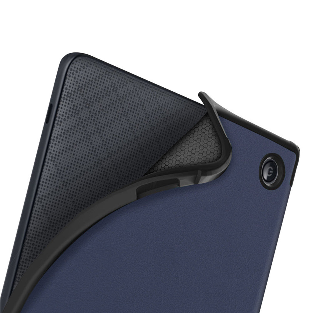 For Kobo Libra 2 N418 Case Soft TPU+PU Leather Tablet Cover with Origami Stand - Blue