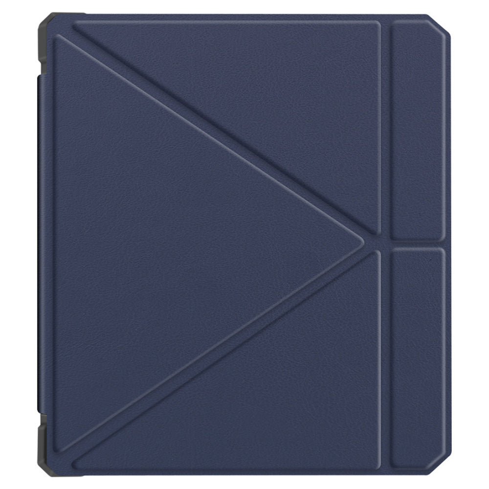 For Kobo Libra 2 N418 Case Soft TPU+PU Leather Tablet Cover with Origami Stand - Blue