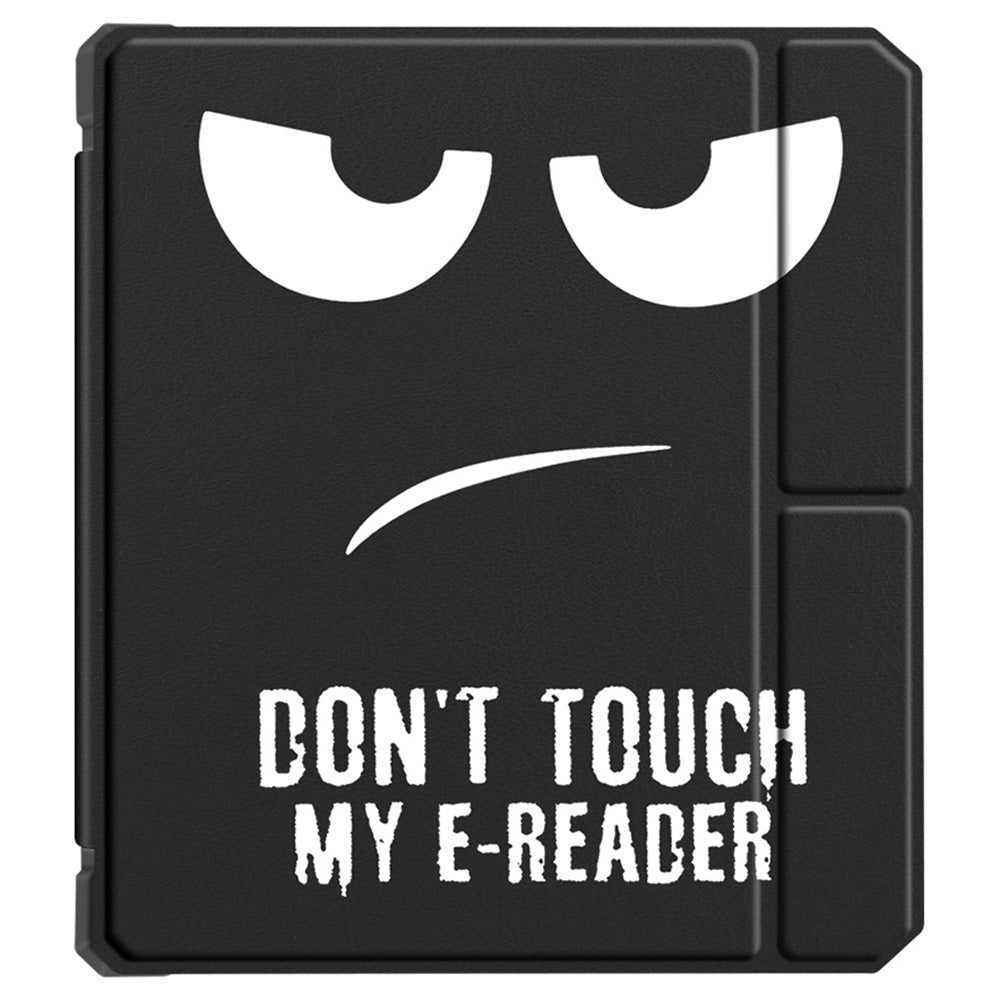 For Kobo Libra 2 N418 E-Reader Case Pattern Printing Origami Stand TPU+PU Leather Tablet Cover - Big Eyes