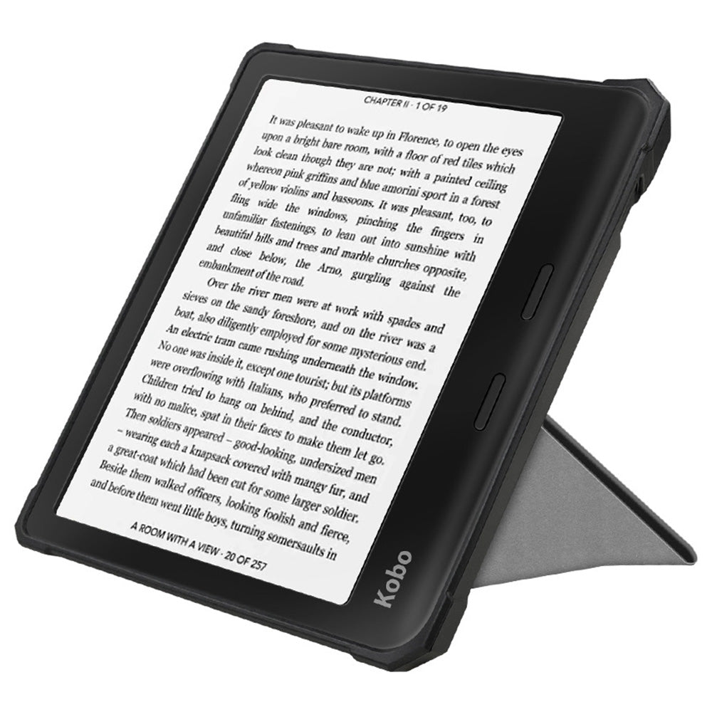 For Kobo Libra 2 N418 E-Reader Case Pattern Printing Origami Stand TPU+PU Leather Tablet Cover - News Paper