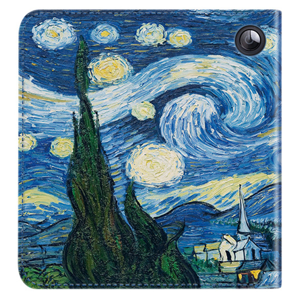 For Kobo Libra 2 N418 Kickstand Case Pattern Printing PU Leather E-Reader Cover - Starry Sky