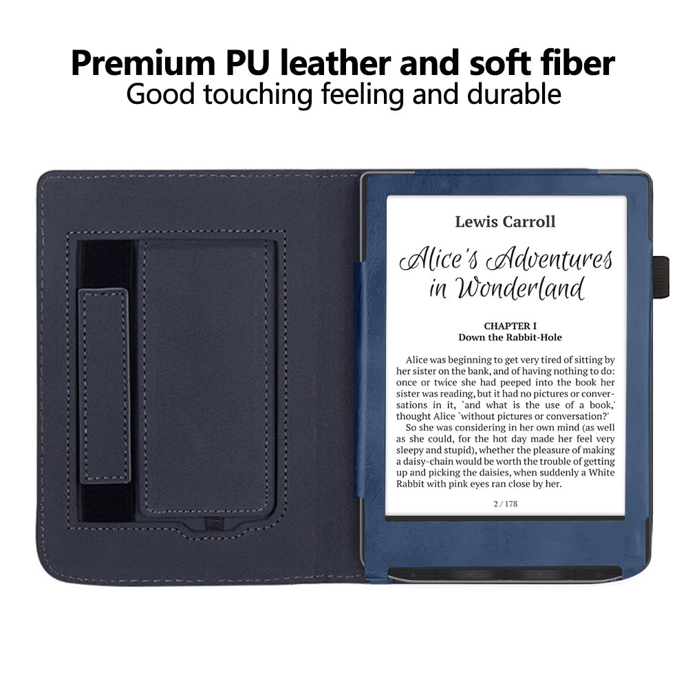 For PocketBook Verse PB629 E-Reader Case Kickstand PU Leather Tablet Cover with Auto Wake / Sleep - Blue