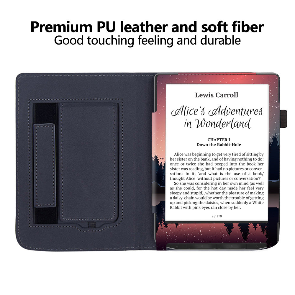 For PocketBook Verse PB629 E-Reader Case Kickstand PU Leather Flip Cover Support Auto Wake / Sleep - Night