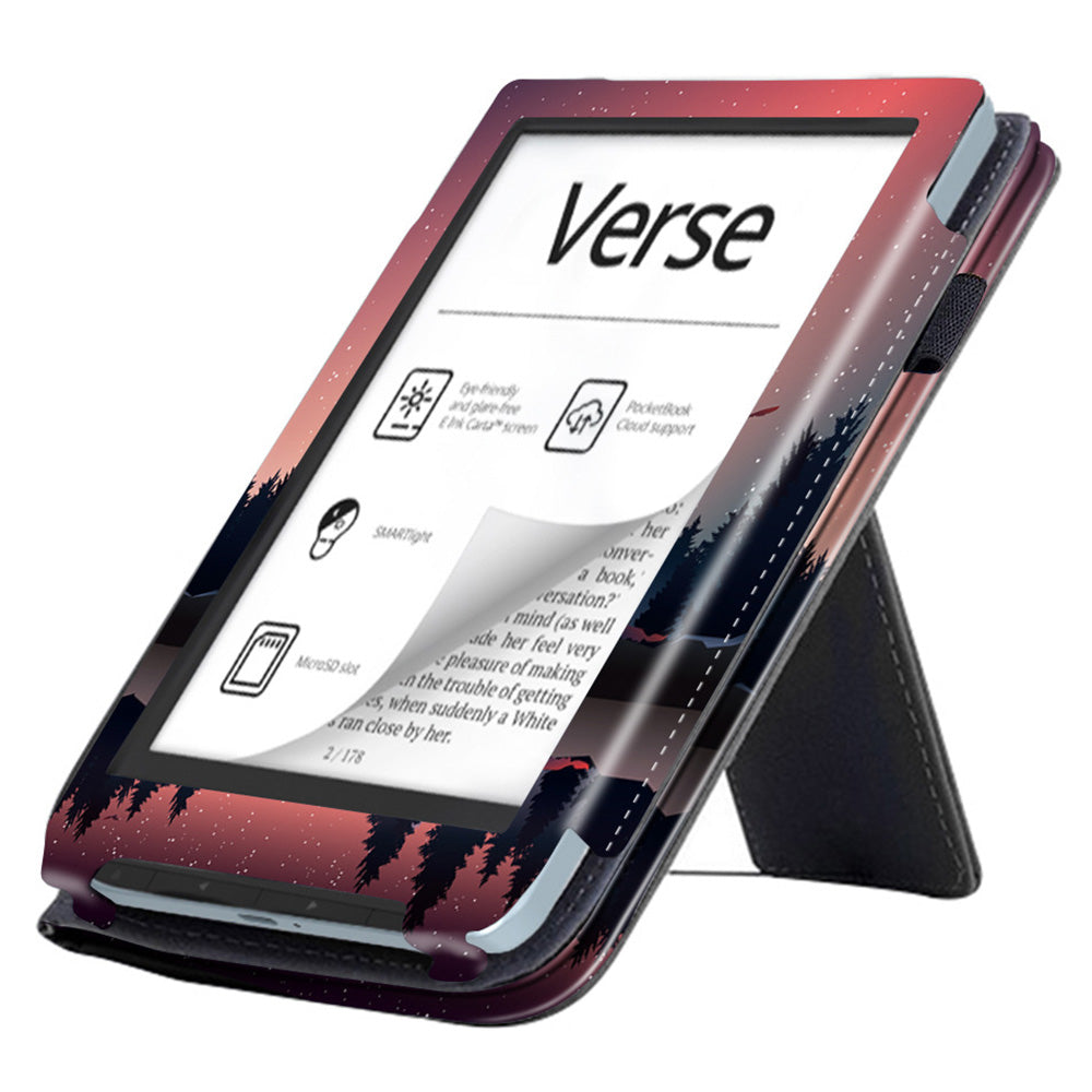 For PocketBook Verse PB629 E-Reader Case Kickstand PU Leather Flip Cover Support Auto Wake / Sleep - Night