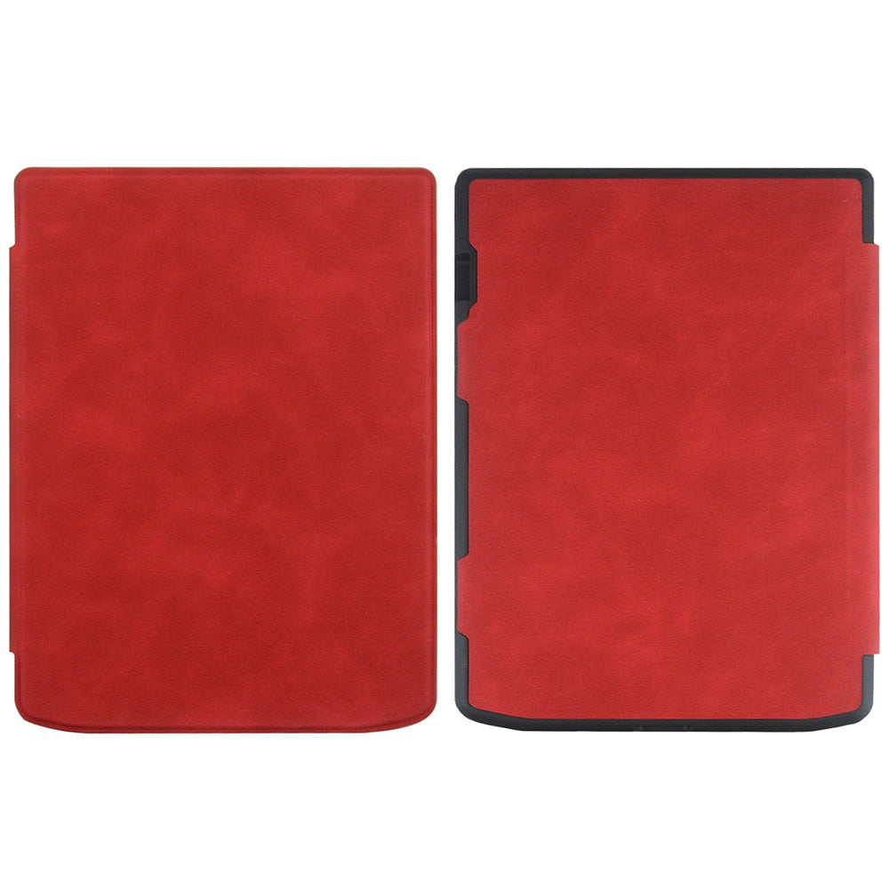 For PocketBook InkPad Color 2 / 3 PB743 Case Skin-Touch PU Leather E-Reader Cover with Auto Wake / Sleep - Red