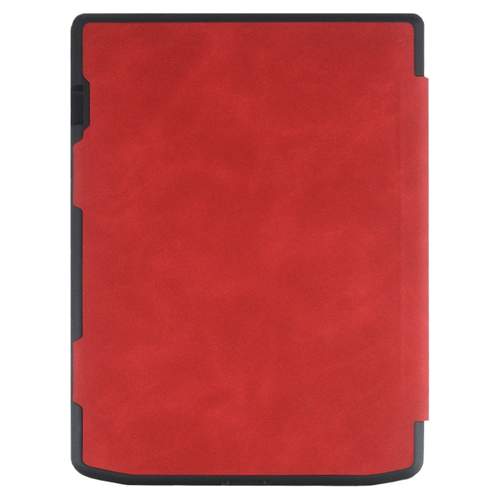 For PocketBook InkPad Color 2 / 3 PB743 Case Skin-Touch PU Leather E-Reader Cover with Auto Wake / Sleep - Red