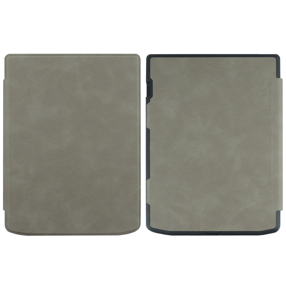 For PocketBook InkPad Color 2 / 3 PB743 Case Skin-Touch PU Leather E-Reader Cover with Auto Wake / Sleep - Grey