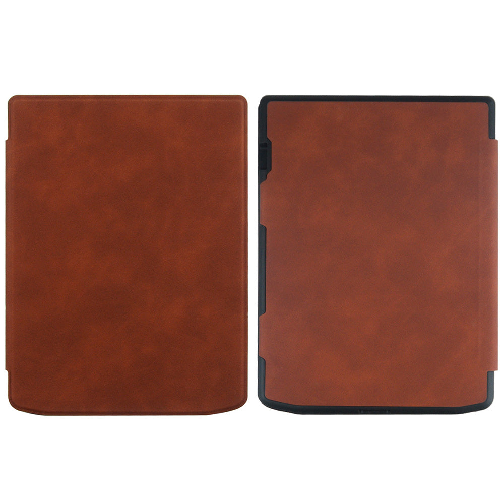 For PocketBook InkPad Color 2 / 3 PB743 Case Skin-Touch PU Leather E-Reader Cover with Auto Wake / Sleep - Coffee