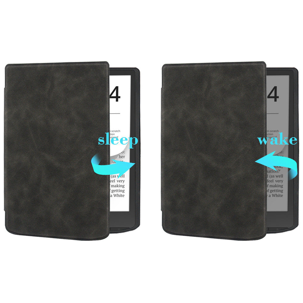 For PocketBook InkPad Color 2 / 3 PB743 Case Skin-Touch PU Leather E-Reader Cover with Auto Wake / Sleep - Coffee