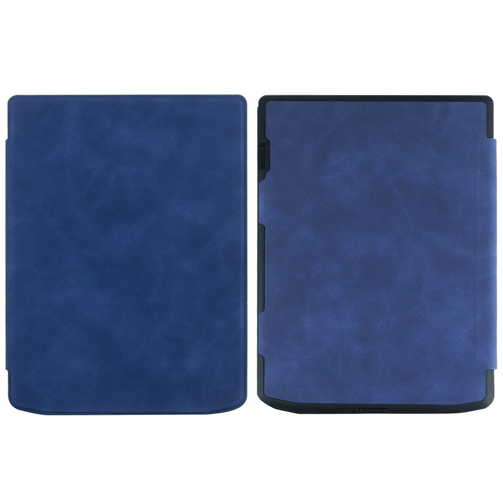 For PocketBook InkPad Color 2 / 3 PB743 Case Skin-Touch PU Leather E-Reader Cover with Auto Wake / Sleep - Dark Blue
