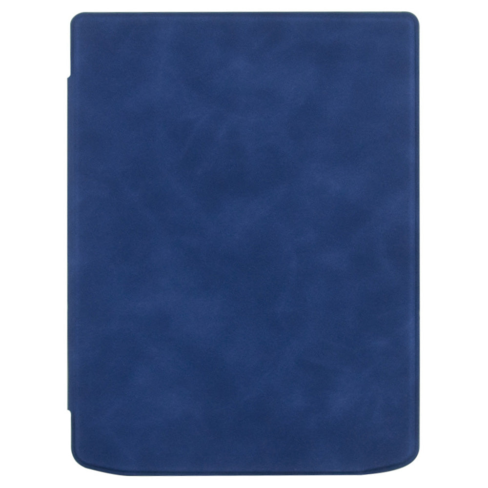 For PocketBook InkPad Color 2 / 3 PB743 Case Skin-Touch PU Leather E-Reader Cover with Auto Wake / Sleep - Dark Blue