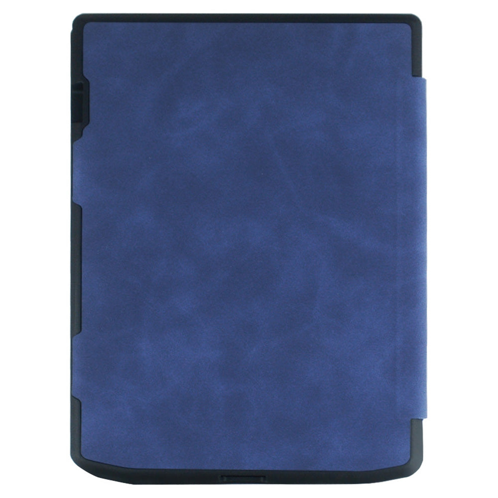 For PocketBook InkPad Color 2 / 3 PB743 Case Skin-Touch PU Leather E-Reader Cover with Auto Wake / Sleep - Dark Blue