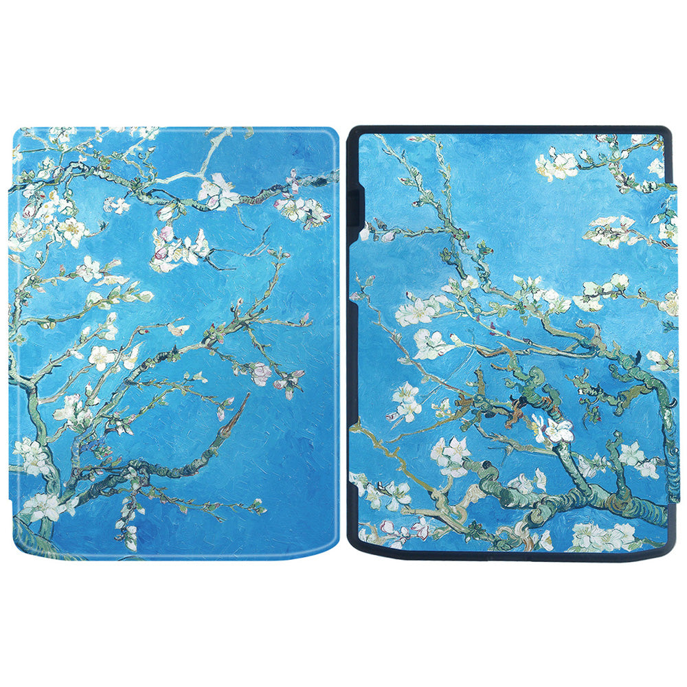 For PocketBook InkPad Color 2 / 3 PB743 E-Reader Case Pattern Printing PU Leather Flip Cover - Plum Blossom