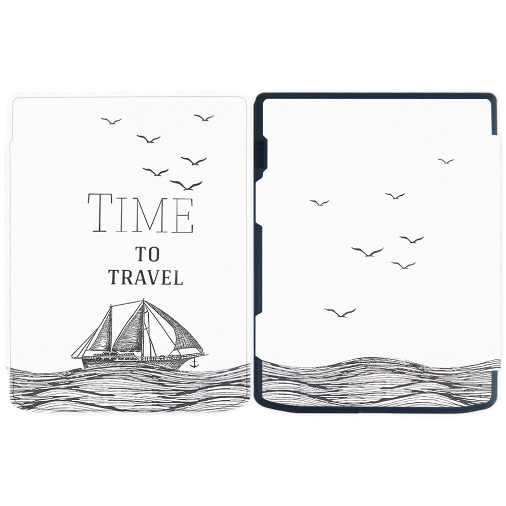 For PocketBook InkPad Color 2 / 3 PB743 E-Reader Case Pattern Printing PU Leather Flip Cover - Time to Travel